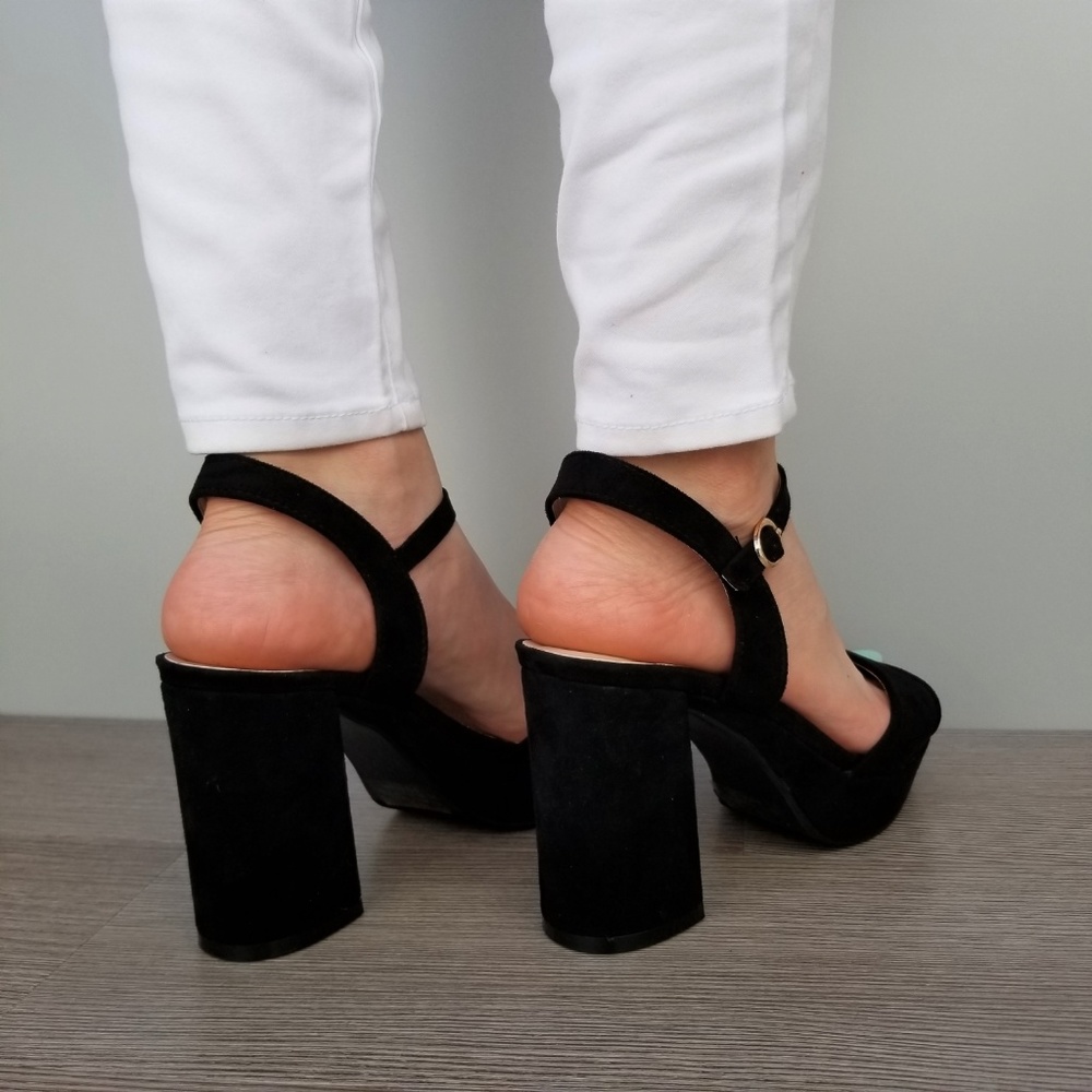Open Toe  Suede Platform Heel Sandals-F - Picture 6 of 8